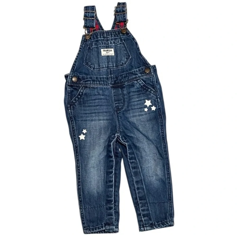12 - 18 Month OshKosh Overalls Star Denim Pants Girls Toddler Boys Jeans Osh Kos